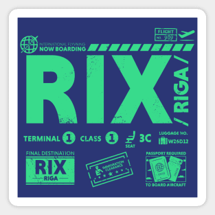 Vintage Riga RIX Airport Code Travel Day Retro Travel Tag Latvia Magnet